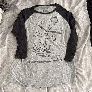 Snoopy Gray and Black Long Sleeve Graphic Tee